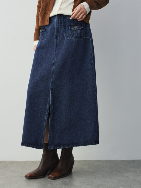 Юбка из денима MAISON DAVID, Артикул KF026, темно-синий | 4620937. Ракурс 1