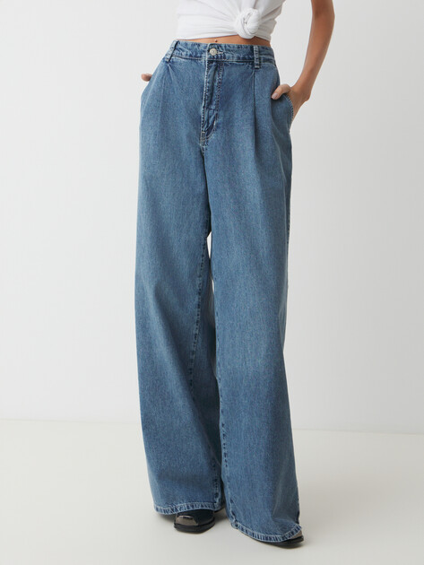 Женские широкие джинсы MO5CH1NO JEANS DENIM, Артикул 0341 SS25, серо-синий | 4644501. Ракурс 1 Женские широкие джинсы MO5CH1NO JEANS DENIM, Артикул 0341 SS25, серо-синий | 4644501. Ракурс 1