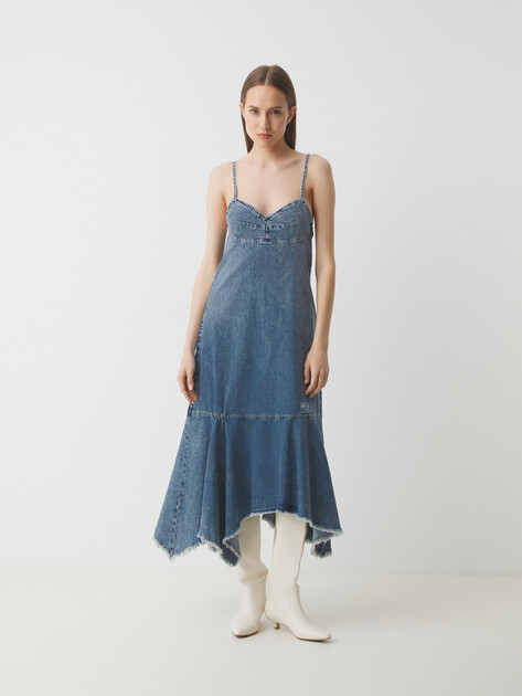 Женское платье из денима MO5CH1NO JEANS DENIM, Артикул 0420, серо-синий | 4644611. Ракурс 1 Женское платье из денима MO5CH1NO JEANS DENIM, Артикул 0420, серо-синий | 4644611. Ракурс 1