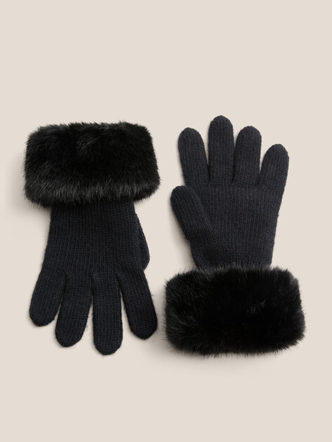 Женские перчатки LIU∙JO GUANTI FAKE FUR, Артикул 2F5045, черный | 4645034. Ракурс 1