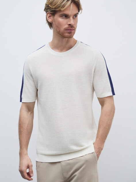 Мужской джемпер LIU∙JO MAGLIA CHIUSA M/C, Артикул QA5035MA72P, молочно-белый | 4647128. Ракурс 1