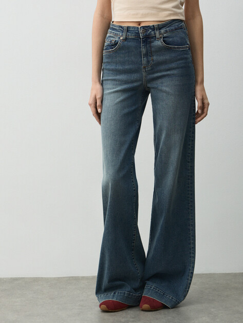 Женские широкие джинсы  LIU∙JO AUTHENTIC FLARE R.W., Артикул UF5068, синий | 4648274. Ракурс 1