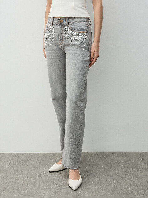 Женские прямые джинсы  LIU∙JO PANT.STRAIGHT L.W., Артикул UF5115, серый | 4648696. Ракурс 1