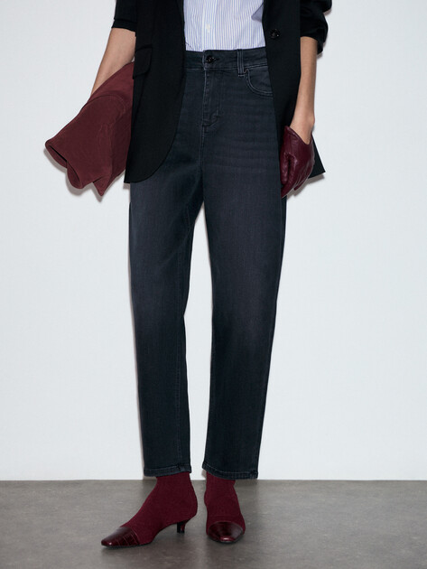 Женские прямые джинсы  LIU∙JO ECS PANT.CARROT H.W., Артикул UF5135, черный | 4648835. Ракурс 1