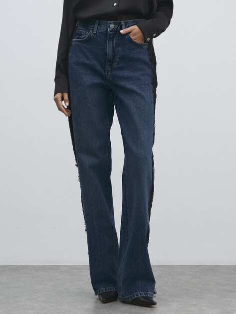 Женские широкие джинсы  LIU∙JO PANT.STRAIGHT PIZZO H.W., Артикул UF5216, темно-синий | 4648914. Ракурс 1