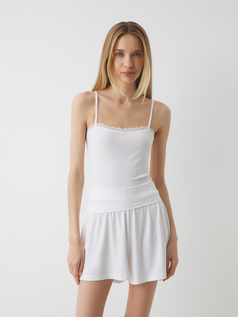 Женский топ GUESS LIA TANK TOP, Артикул O5GP00KCQ72, белый | 4663207. Ракурс 1