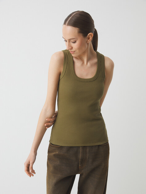 Женская майка MAISON DAVID, Артикул KATERINA-2, хаки | 4664709. Ракурс 1