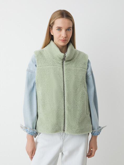 Женский жилет тедди MAISON DAVID, Артикул LUNETTE_TEDDY, светло-зеленый | 4665164. Ракурс 1