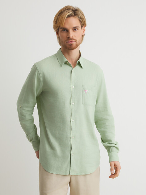 Мужская рубашка GUESS LS ROLL-UP SHIRT, Артикул F4GH00WG3L0, светло-зеленый | 4673268. Ракурс 1 Мужская рубашка GUESS LS ROLL-UP SHIRT, Артикул F4GH00WG3L0, светло-зеленый | 4673268. Ракурс 1