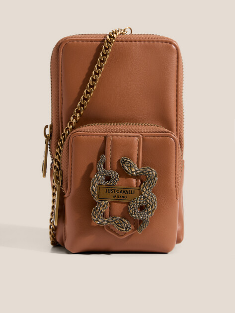 Женская сумка для смартфона JUST CAVALLI JC A _ ICONIC SNAKES - STYLE 14, Артикул 79RA5PA8, светло-коричневый | 4691125. Ракурс 1