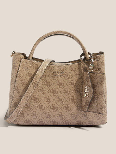 Женский тоут GUESS BRENTON SML GIRLFRIEND SATCHEL, Артикул HWLG9648050, темно-бежевый | 4712533. Ракурс 1