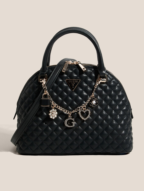 Женская сумка  GUESS EVERLEE DOME SATCHEL, Артикул HWEG8679050, черный | 4712661. Ракурс 1