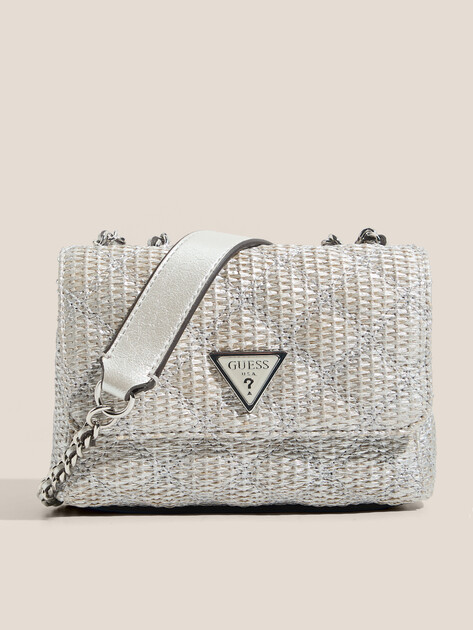 Кросс-боди GUESS GIULLY II MINI 2 COMP CVRT FLP, Артикул HWQM9673740, серебряный | 4712714. Ракурс 1