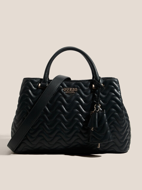 Женский тоут GUESS MELISANDRA LRG TRI COMP STCHL, Артикул HWQG9653070, черный | 4712874. Ракурс 1