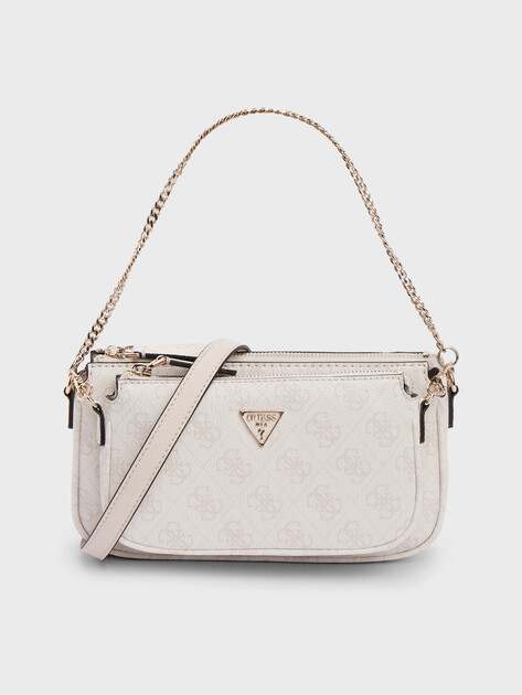 Женская сумка через плечо кросс-боди GUESS NOELLE II DBL POUCH CROSSBODY, Артикул HWBG9672710, белый | 4713160. Ракурс 1