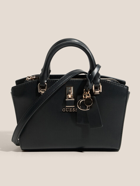 Женская сумка  GUESS QUEENSLAND MINI SATCHEL, Артикул HWVG9655760, черный | 4713237. Ракурс 1