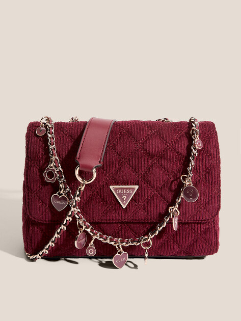 Кросс-боди GUESS GIULLY II 2 COMP CNVRTBLE FLAP, Артикул HWCG9673200, вишневый | 4719515. Ракурс 1