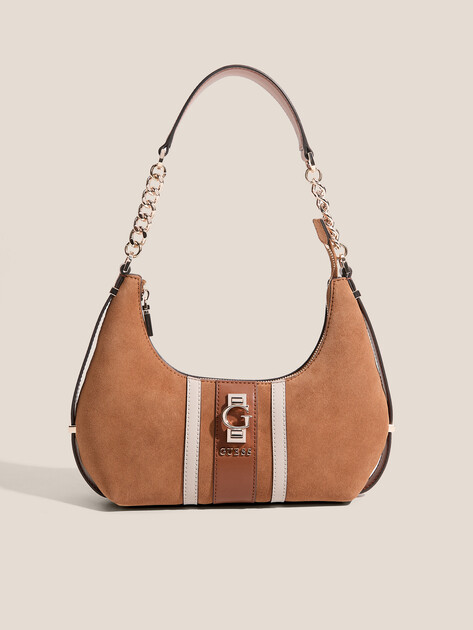 Женская сумка  GUESS ERENIA TOP ZIP SHOULDER BAG, Артикул HWSB7838180, светло-коричневый | 4719662. Ракурс 1