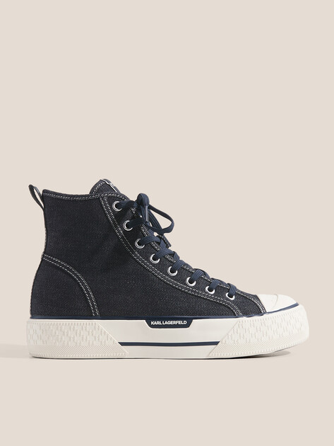 Мужские кеды из денима KARL LAGERFELD KAMPUS MAX Kaptor Hi Lace, Артикул KL50455D, сине-серый | 4725870. Ракурс 1