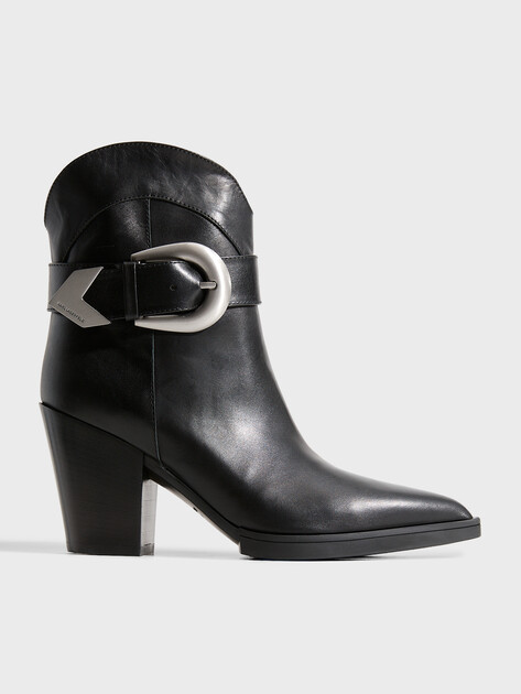 Женские казаки KARL LAGERFELD KOWBOY Buckle Mid Boot, Артикул KL37255, черный | 4727463. Ракурс 1