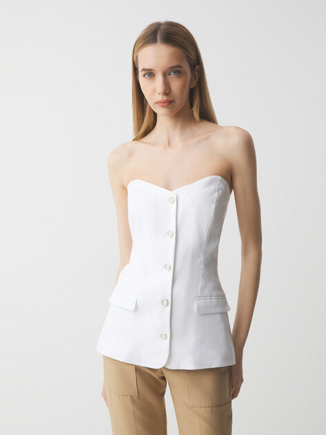 Топ GUESS SL ISABEAU CORSET TOP, Артикул W5GH0LWH5L2, белый | 4727720. Ракурс 1 Топ GUESS SL ISABEAU CORSET TOP, Артикул W5GH0LWH5L2, белый | 4727720. Ракурс 1