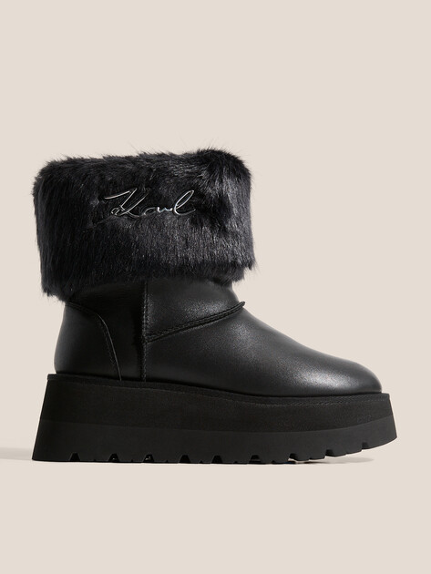 Женские угги KARL LAGERFELD SKYLAR Signia Kollar Mid Boot, Артикул KL48655, черный | 4730525. Ракурс 1