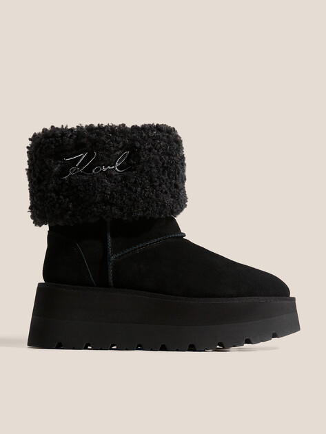 Женские угги KARL LAGERFELD SKYLAR Signia Kollar Mid Boot, Артикул KL48653, черный | 4730600. Ракурс 1