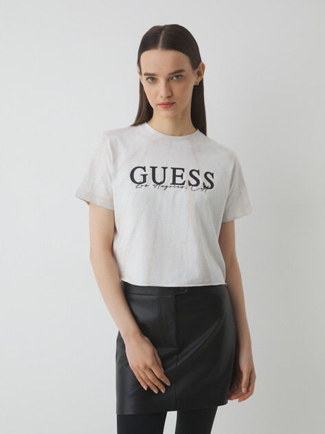 Женская футболка тай-дай GUESS GENZIANA CROP TEE, Артикул V5GI19I3Z14, белый | 4737728. Ракурс 1 Женская футболка тай-дай GUESS GENZIANA CROP TEE, Артикул V5GI19I3Z14, белый | 4737728. Ракурс 1