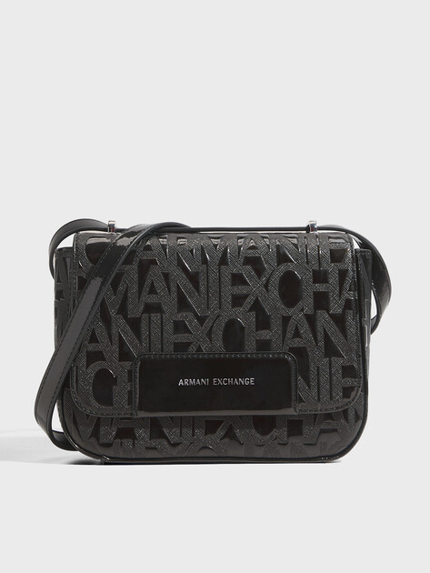 Женская сумка через плечо кросс-боди ARMANI EXCHANGE LIZ PATENT CROSSBODY, Артикул XW001577, черный | 4759962. Ракурс 1