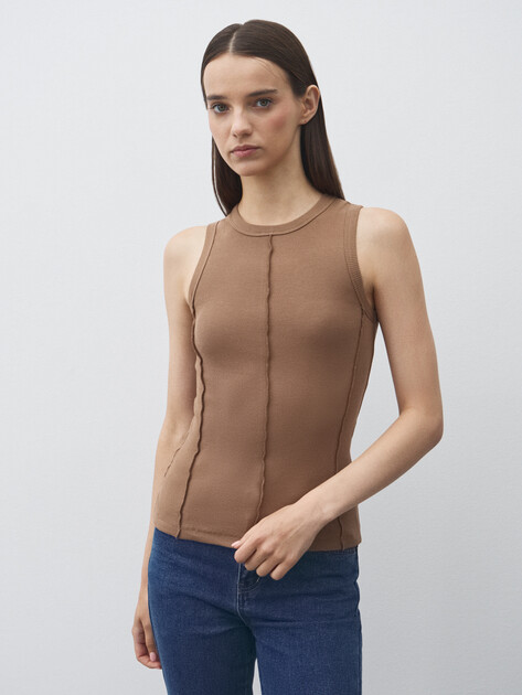 Женская майка MAISON DAVID, Артикул MAUDE-HJ, бежево-коричневый | 4774952. Ракурс 1
