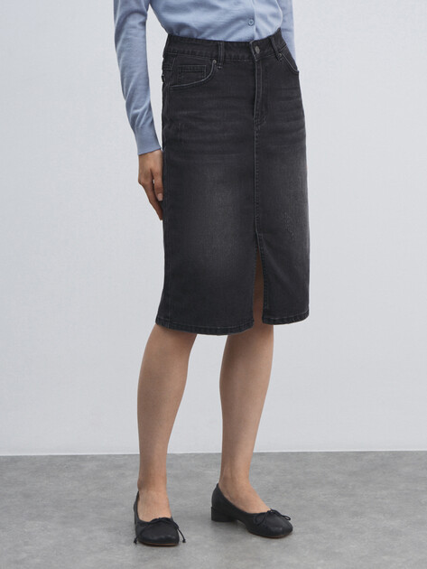 Юбка из денима MAISON DAVID, Артикул ZH25-57, темно-серый | 4795541. Ракурс 1