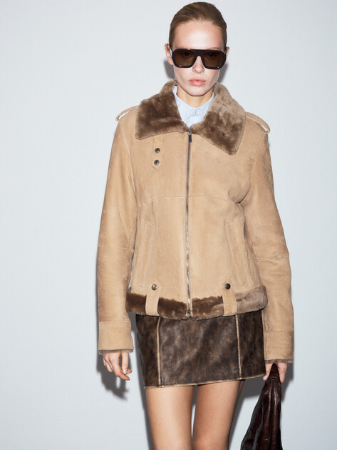 Женская дубленка  MAISON DAVID, Артикул AMELIA_DF, бежево-коричневый | 4796391. Ракурс 1