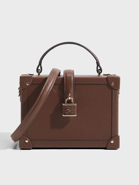 Женская сумка  KARL LAGERFELD k/autograph padlock sm trunk, Артикул B1W30100, коричневый | 4797104. Ракурс 1