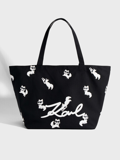 Женский шоппер KARL LAGERFELD ikon choupette aop shopper, Артикул B1W50053, черный | 4798639. Ракурс 1