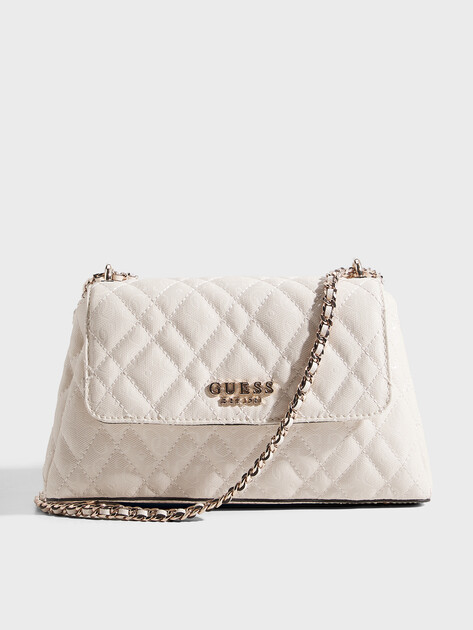 Женская сумка  GUESS ISEMAY CONVERTIBLE XBODY FLAP, Артикул HWGG9628210, молочно-белый | 4814374. Ракурс 1