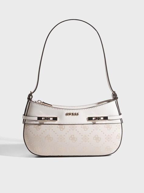 Женская сумка  GUESS MELINDA LOGO SHOULDER BAG, Артикул HWJP9902170, молочно-белый | 4814419. Ракурс 1