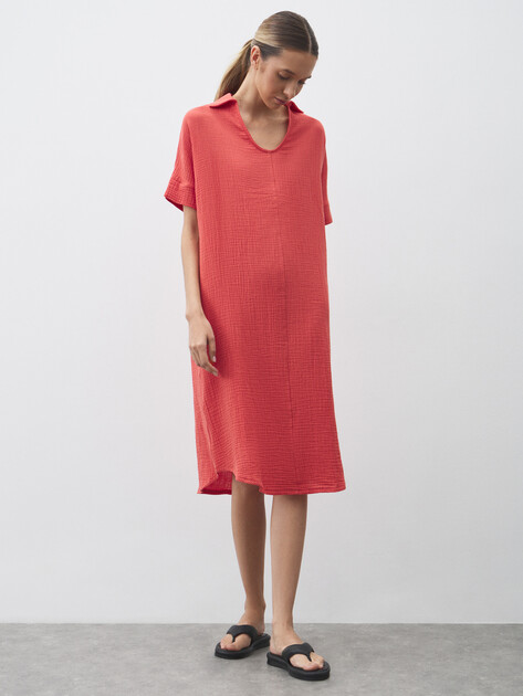 Женское платье из муслина MAISON DAVID, Артикул BLN917, морковный | 4835825. Ракурс 1