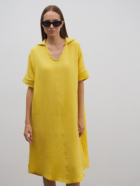 Женское платье из муслина MAISON DAVID, Артикул BLN917, лимонный | 4835828. Ракурс 1