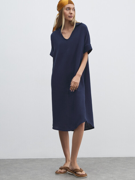 Женское платье из муслина MAISON DAVID, Артикул BLN917, серовато-синий | 4835836. Ракурс 1