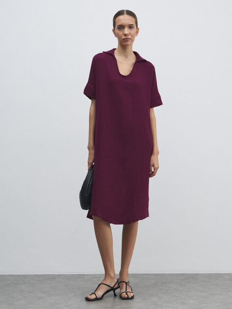 Женское платье из муслина MAISON DAVID, Артикул BLN917, бордово-фиолетовый | 4835838. Ракурс 1