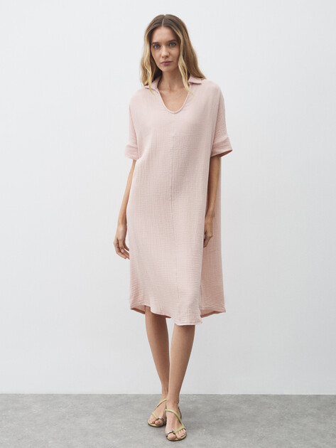 Женское платье из муслина MAISON DAVID, Артикул BLN917, бледно-розовый | 4835839. Ракурс 1
