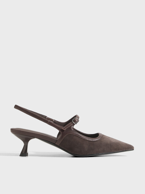 Женские туфли с открытой пяткой (слинг-бэк) TENDANCE, Артикул RS-SZ882-1, серо-коричневый | 4844933. Ракурс 1