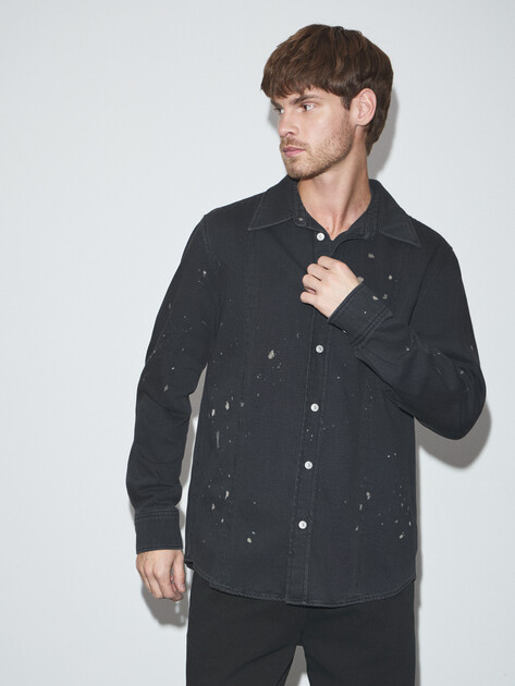 Мужская рубашка MM6 MAISON MARGIELA Long-sleeved Shirt, Артикул SH2DT0021, темно-серый | 4853148. Ракурс 1