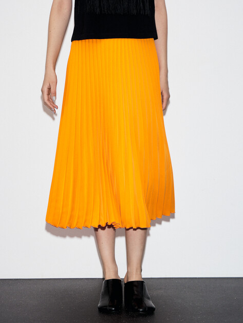Юбка  миди MM6 MAISON MARGIELA, Артикул S52MA0196, апельсиновый | 4854445. Ракурс 1