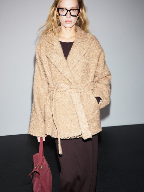 Женское полупальто MAISON DAVID, Артикул LOURDES_ALPACO, бежевый | 4855433. Ракурс 1