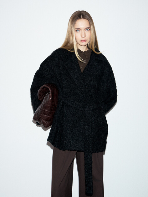 Женское полупальто MAISON DAVID, Артикул LOURDES_ALPACO, черный | 4855440. Ракурс 1