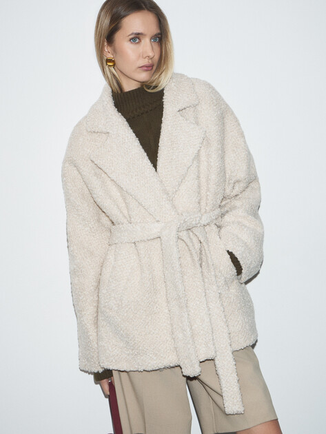 Женское полупальто MAISON DAVID, Артикул LOURDES_ALPACO, молочно-бежевый | 4855447. Ракурс 1