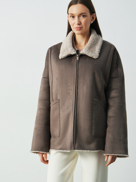 Женская дубленка  MAISON DAVID, Артикул ODRI_SDF-S, коричнево-серый | 4858103. Ракурс 1