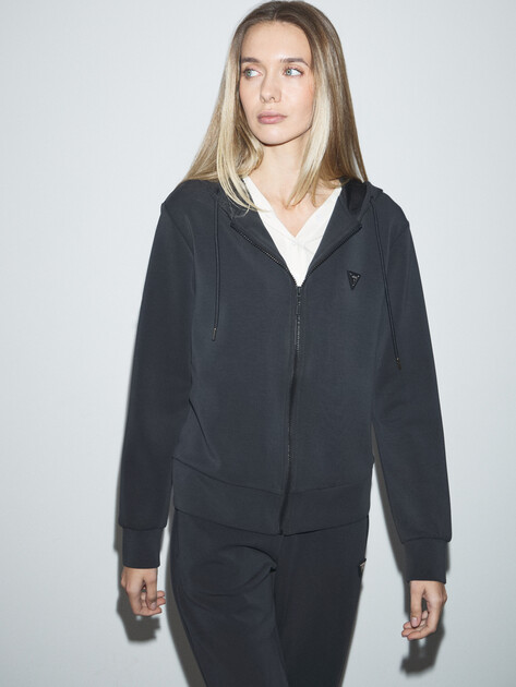 Женская толстовка GUESS OLYMPE FULL ZIP HOODIE SWEATSH, Артикул V4YQ06KCAY2, черный | 4890220. Ракурс 1