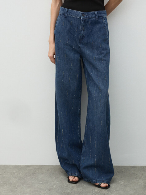 Женские широкие джинсы  LIU∙JO, Артикул UA6108, темно-синий | 4898392. Ракурс 1